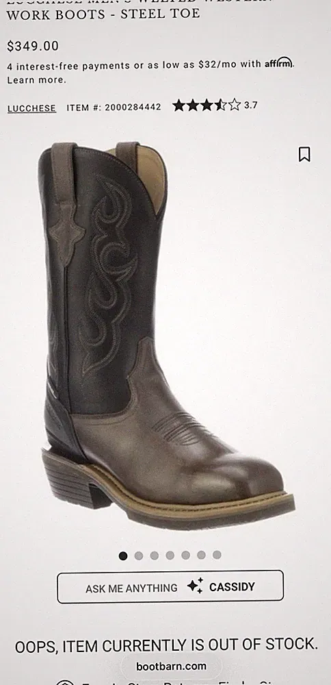 Lucchese Frontier Tech Western 12" Work Boot | Steel Toe | Men’s 9.5 | NWT