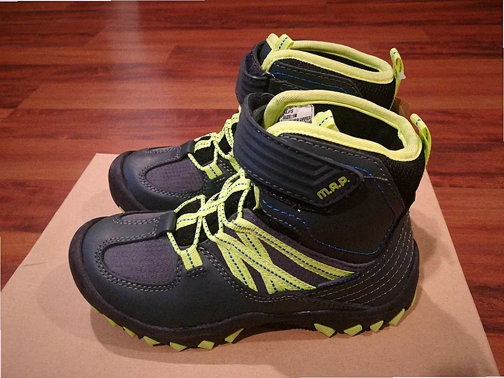 M A P Alps Baby Boys Motion Adventure Play Boots Shoes Dark Grey Lime Size 5