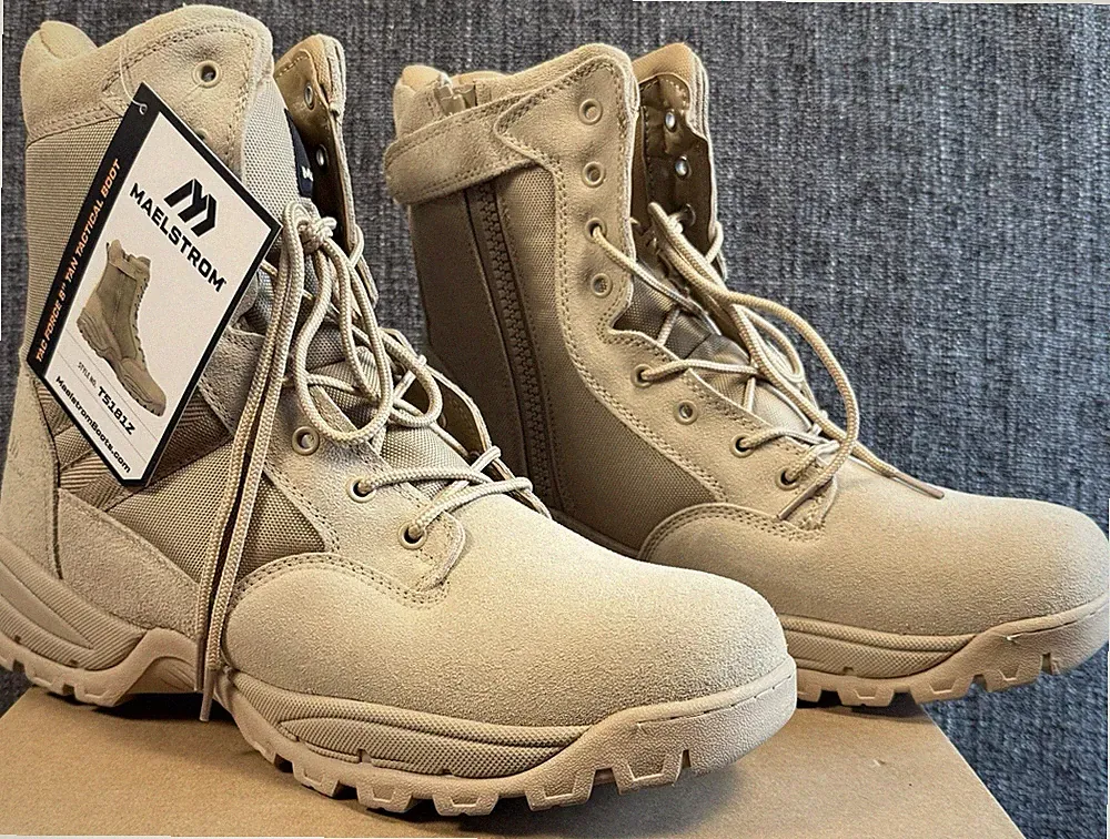 Maelstrom Tac Force 8” Tactical Boots Tan Side Zip Military Combat Mens 15 NWB