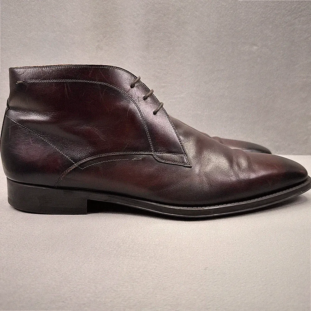 Magnanni Gavin Mens Size 15 (M) Chukka Boots Burgundy Leather Dress Lace-Up
