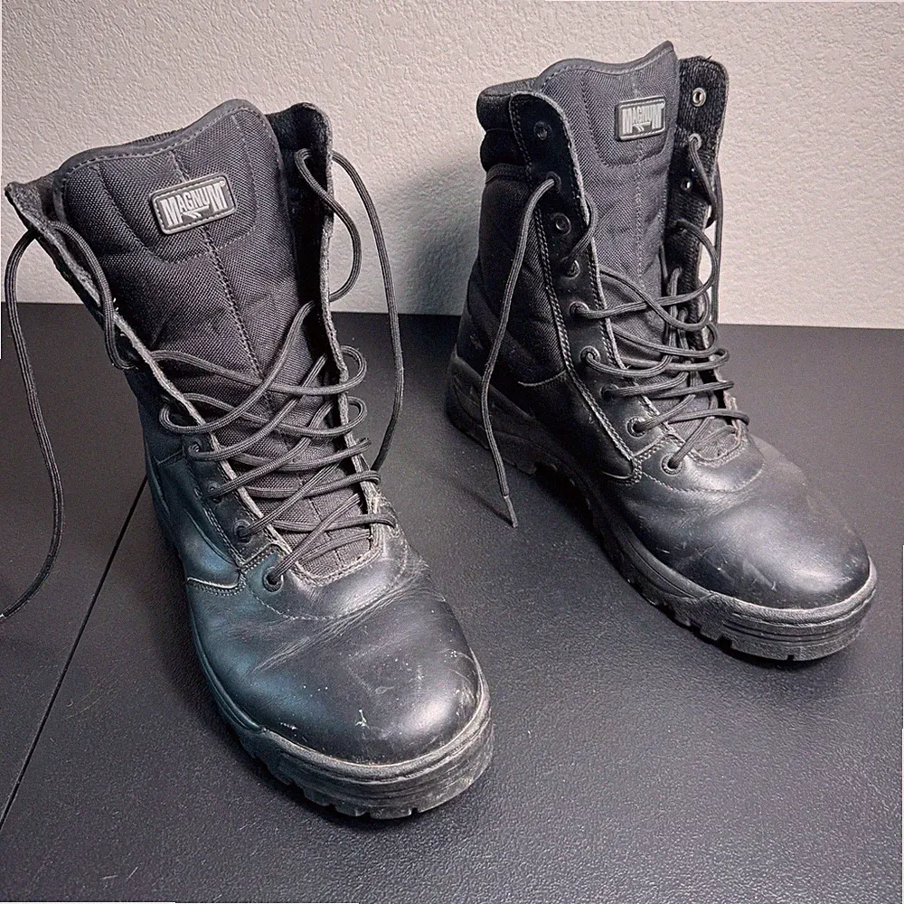 Magnum Stealth Tactical Boots Mens 9.5 Black Leather Nylon ANSI Z41 EH Work