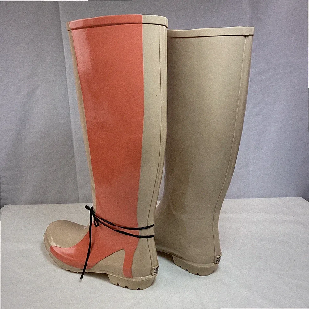 Maison Dumain Women's Boots Ivory Rain Boot 5.5 Rubber Knee High Pull On