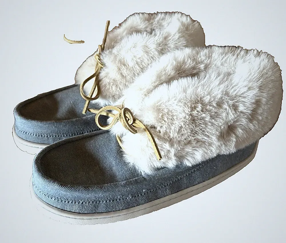Manitobah Micro Mukluks Denim Women Sz 9 Fur Moccasin Ankle Boot NEW