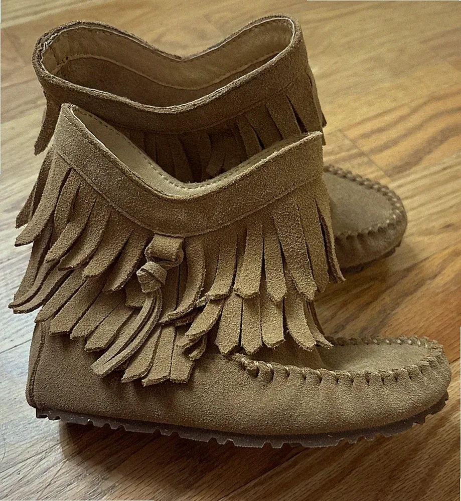 Manitobah Mukluks Kids Size C11 Brown Suede Leather Fringe Boots New