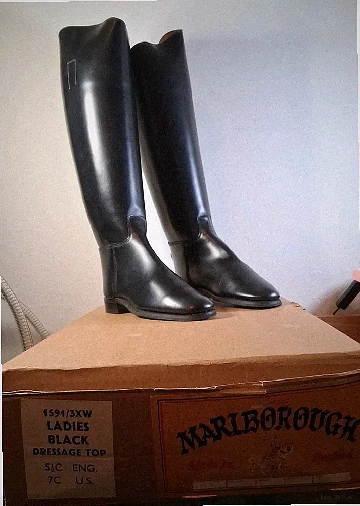 Marlborough Tall English Riding Boots Black Dressage Equestrian 7 US 5.5UK 19"