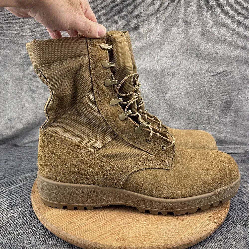 McRae Footwear Boots Mens Size 11.5R Brown Suede Combat Military Vibram Lace Up