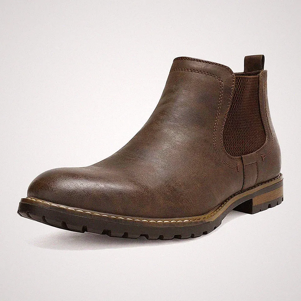 Men Chelsea Ankle Boots Casual Slip On Classic Dress Oxford Boot Dark/Brown