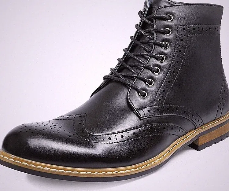 Men Dress Oxford Shoes Classic Wingtip Toe Zip Up Ankle Motorcycle Boots sz 9.0
