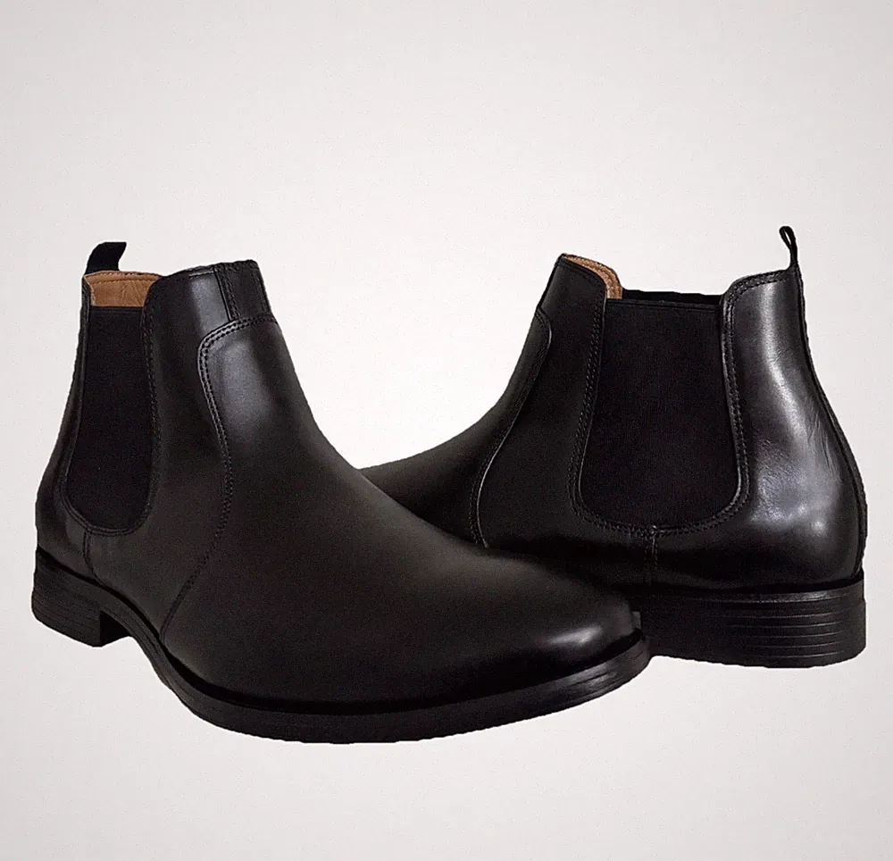 Men Johnston & Murphy Lewis Chelsea Boots Full Grain Leather Black 20-4215