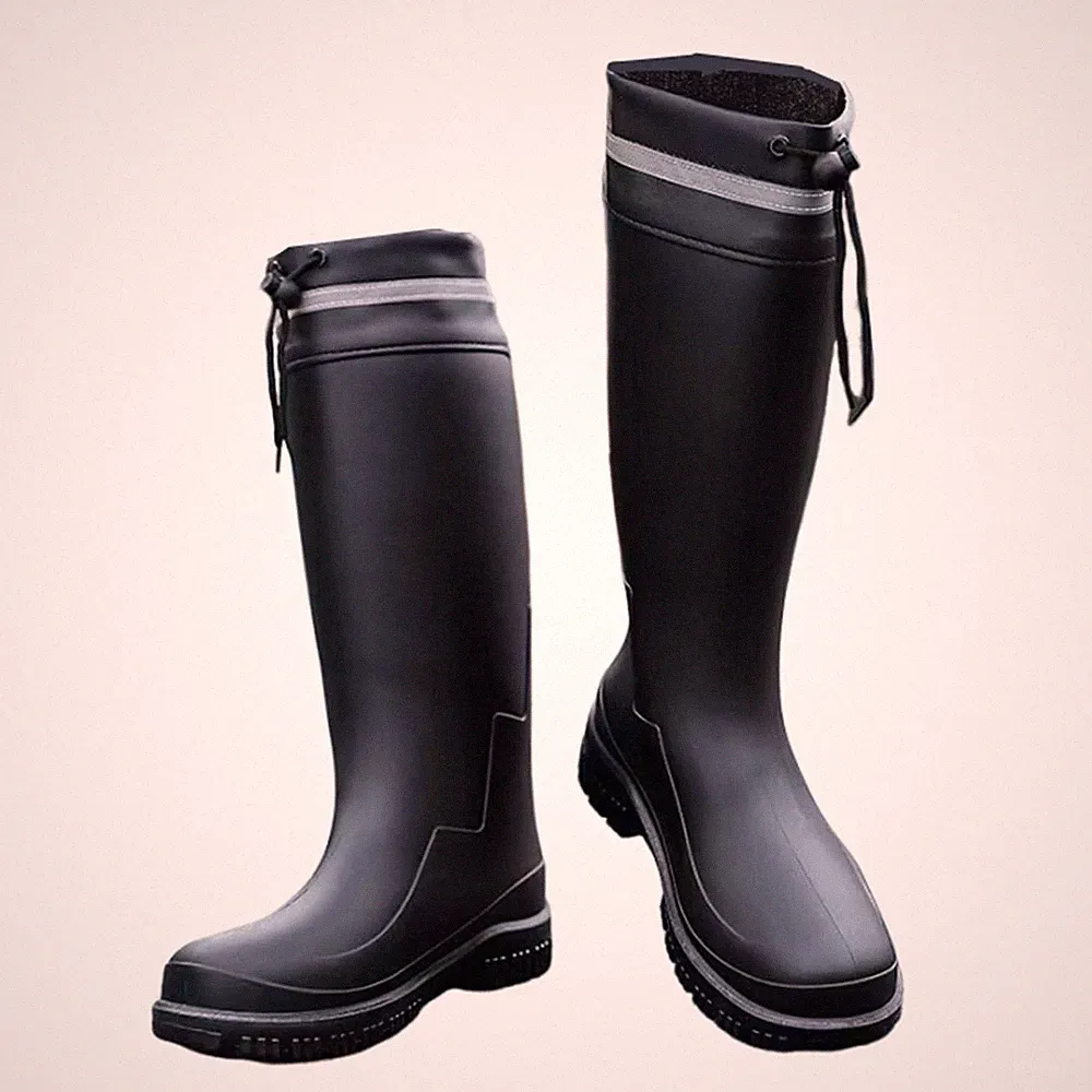 Men Knee High Rain Boots Waterproof PVC Rubber Garden Farm Waders Shoes
