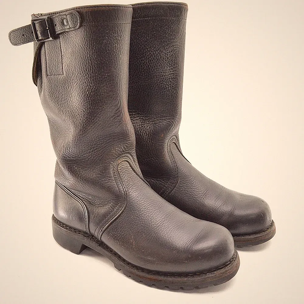 Men Metzeler 104 Military Biker Moto Boots 26.5 / US 8.5 Brown Leather Shoes