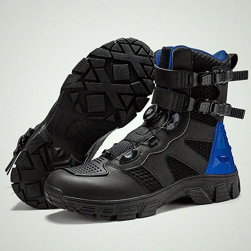 Men Motorcycle Boots Anti-fall Protective Knob Lock Buckle Outdoor Sports Shoes