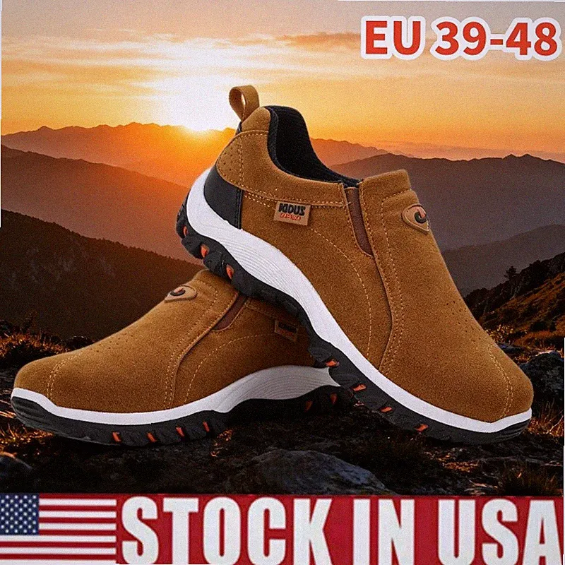 Men Outdoor Hiking Shoes Large Size Slip-On Anti-Slip Casual Walking Shoes EU 48