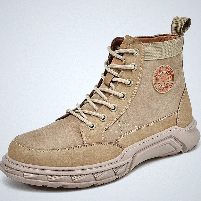 Men Outdoor Trekking Flat Ankle Boots High Top Mountain Climbing Casual Sneakers