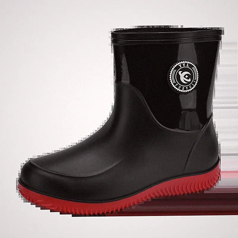 Men Rain Boots Non-Slip Light Hiking Rain Shoes Slip on Waterproof Outdoor Leisu