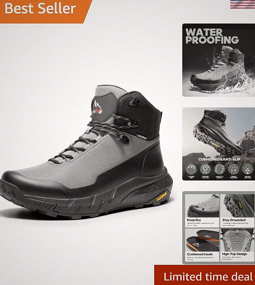 Men's 10.5 Mid Waterproof Hiking Boots - Lightweight & Breathable for Adventure