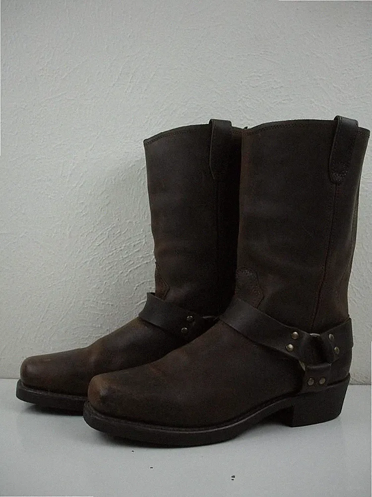Men's 11.5 EW Dingo Dean Brown Leather Biker Boots Harness Motorcycle Square Toe
