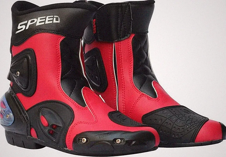 Men's 7.5-8 RED/BLACK Waterproof Armour Protection Motorcycle Boots Racing Boots