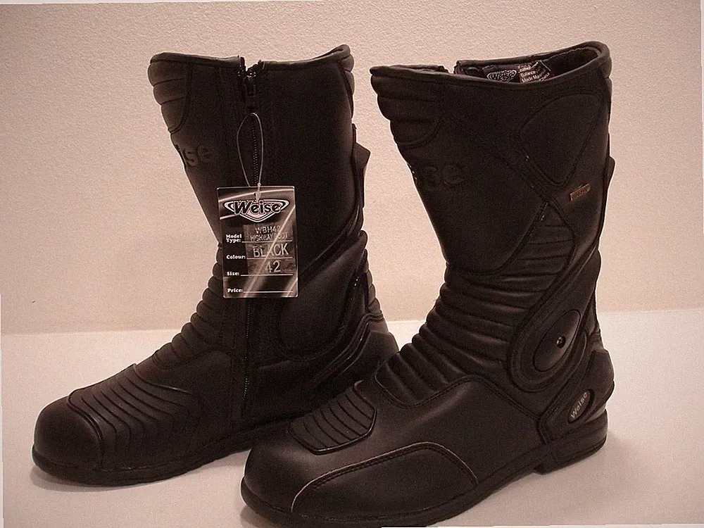 Men's 8 42 Weise Highway Motorcycle Boots Black Leather Riding Waterproof Dintex