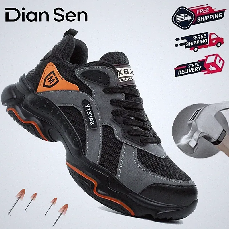 Men's Adjustable Steel Toe Work Shoes Puncture Resistant Casual Safety Footwear