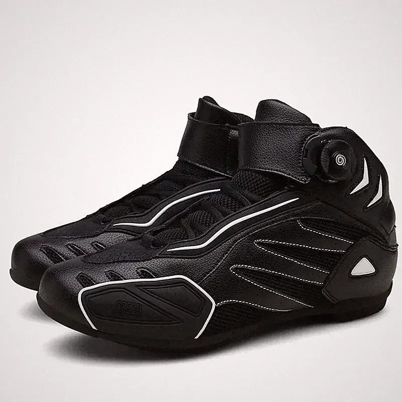 Men's and Women's PU Leather Motorcycle Boots Breathable Non-slip Riding Boots