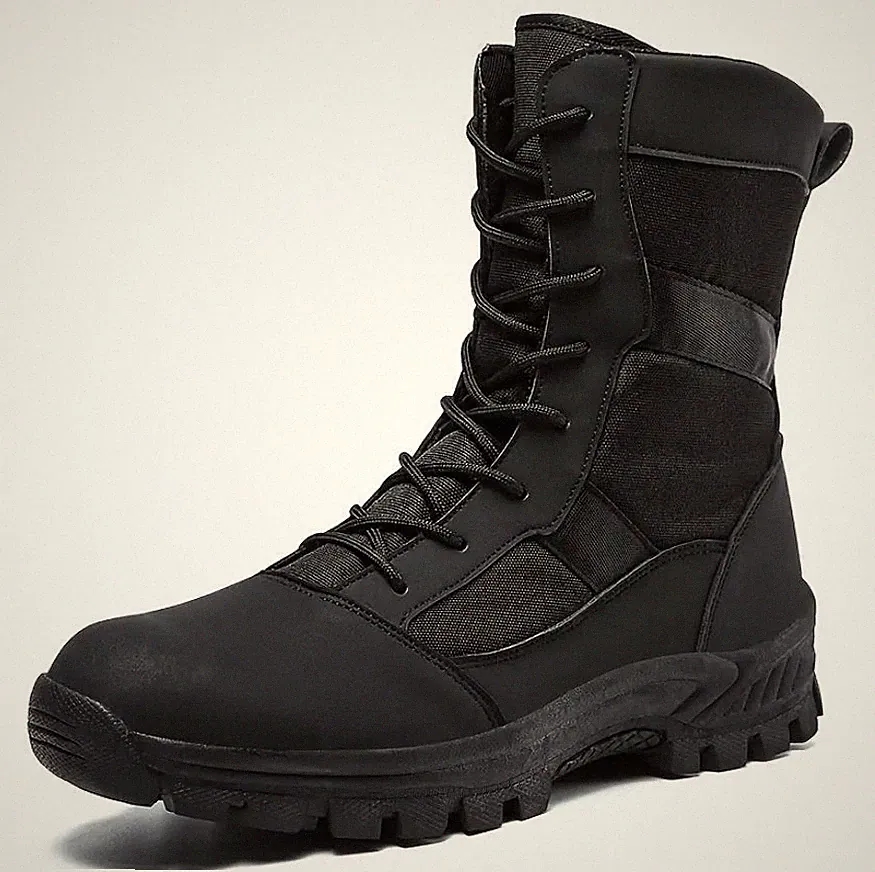 MEN'S BOOTS - BLACK 8.5 - WINTER HIKING OUTDOOR NON-SLIP COMFY HIGH FOOTWEAR