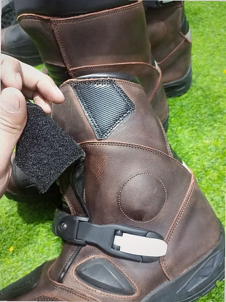Men’s Brown Leather Motorcycle Riding Boots Biker Touring Adventure Ankle Protec