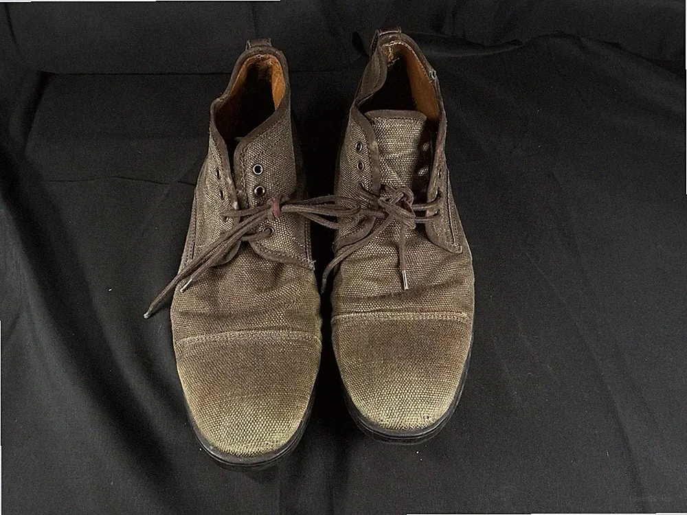 Men’s Canvas Leather Cap Toe Chukka Lace-Up Ankle Boots Brown Size 8