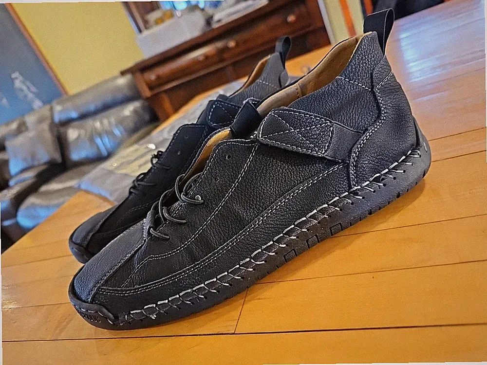 Men's Casual Leather Chukka Boots, Slip-On Lightweight Ankle Loafers for Walking