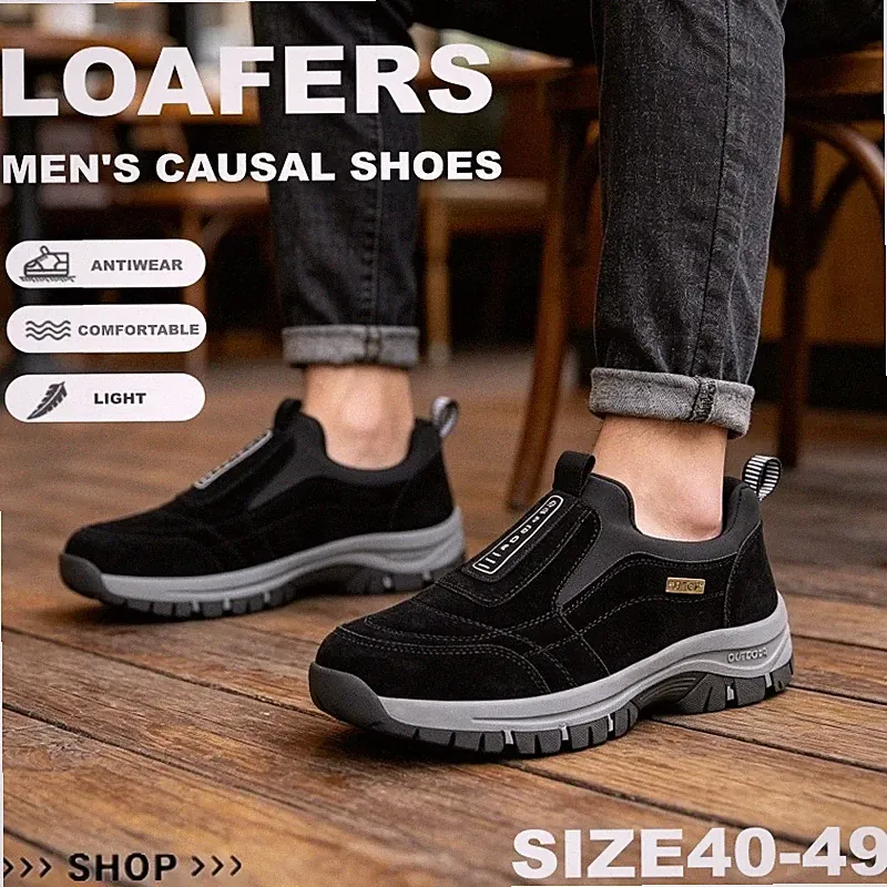 Men's Casual Loafers Outdoor Hiking Shoes Leisure Comfortable Slip-on Large Size