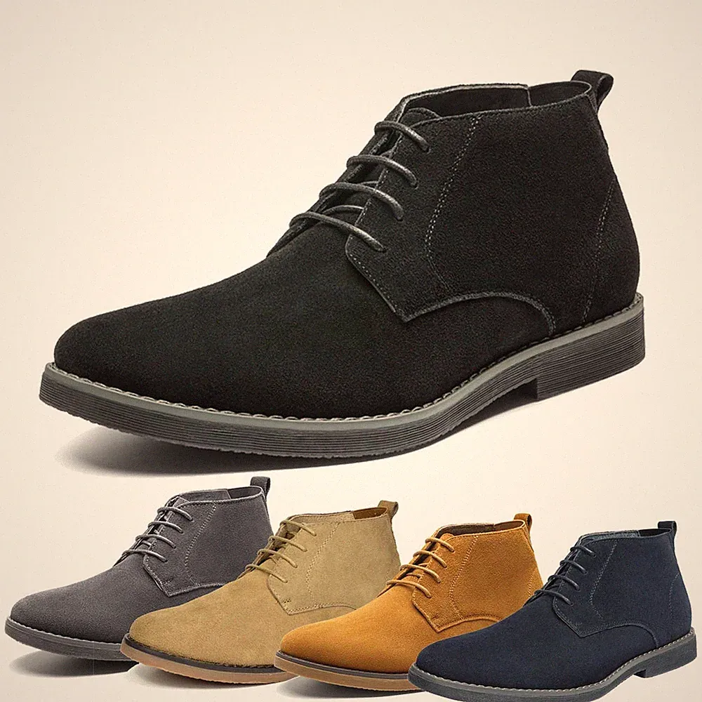 Men's Chukka Boots Suede Leather Lace Up Ankle Oxford Dress Casual Boots