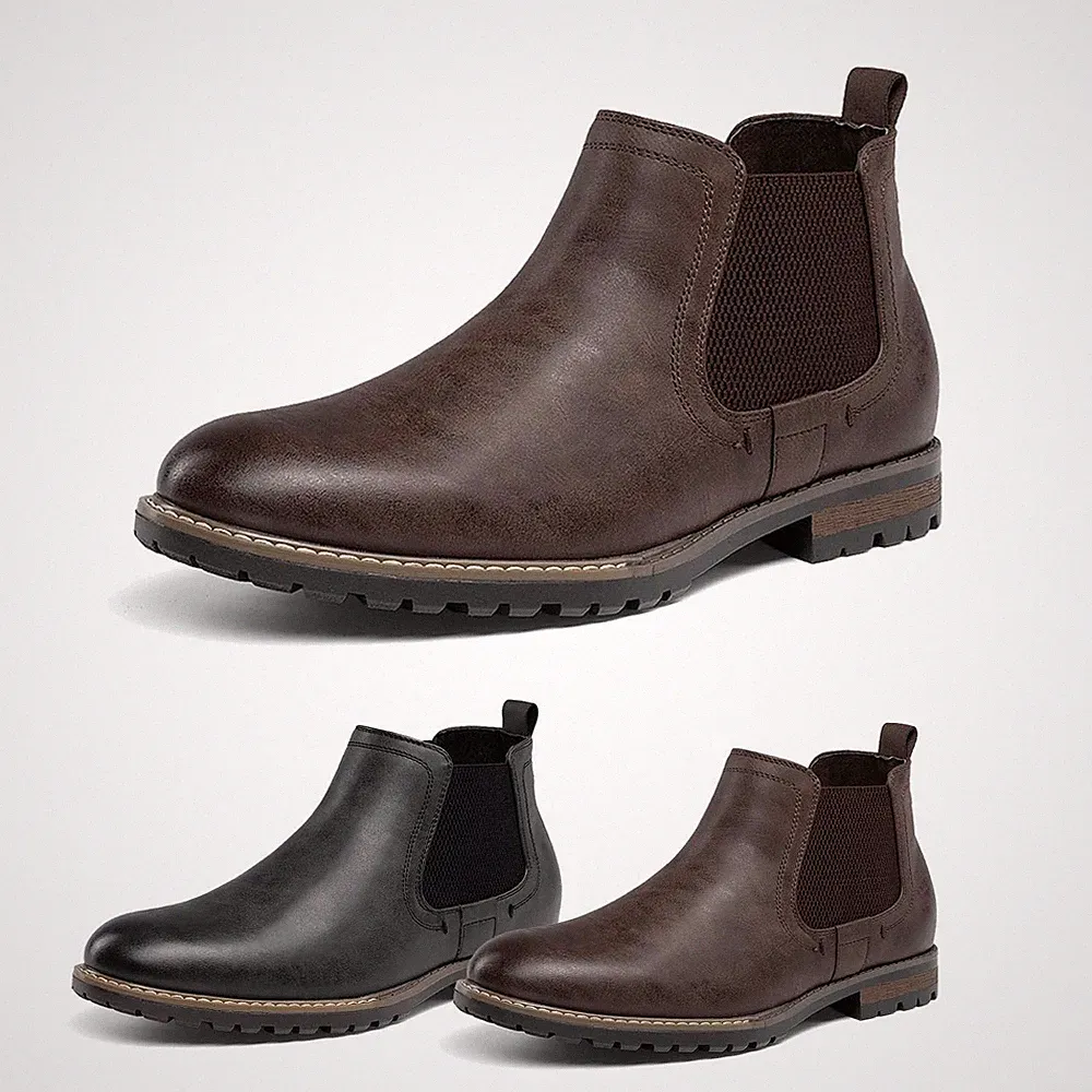 Men's Classic Chelsea Dress Boots Comfortable Non Slip Ankle Shoes