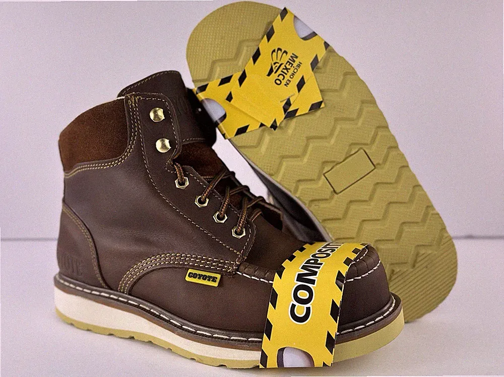 Men's Composite Toe Work Boots Slip Resistant Genuine Leather Round Toe