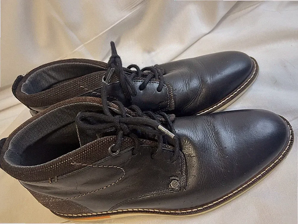 Men's Dark Brown/Black Leather Chukka Boots Lace-Up Round Toe Casual Ankle EU40