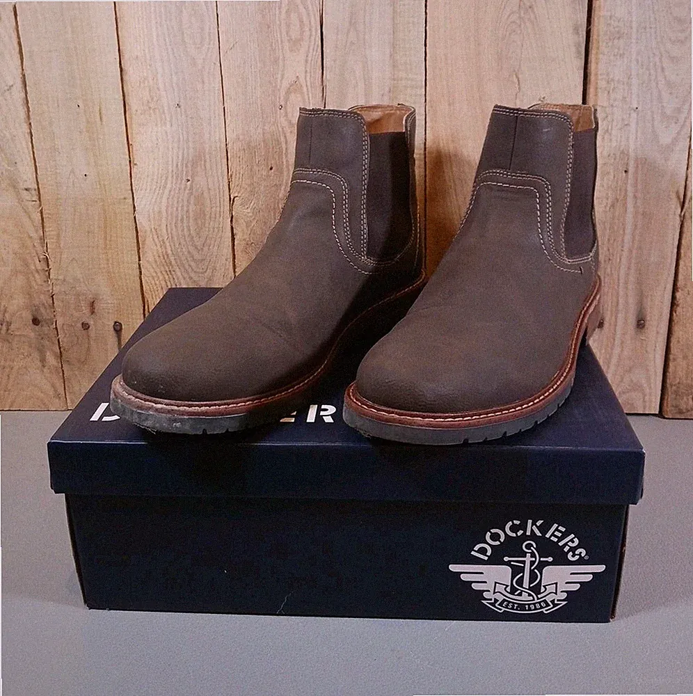 Men's Dockers Ransom Chelsea Boots Casual Dark Brown Size 10m Never Used
