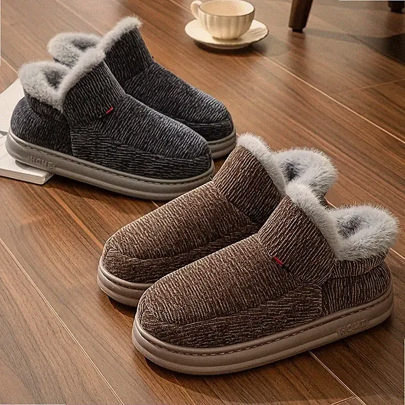 Men's Extra Wide Snow Boots with Fleece Lining and EVA Non-Slip Sole — Thick and