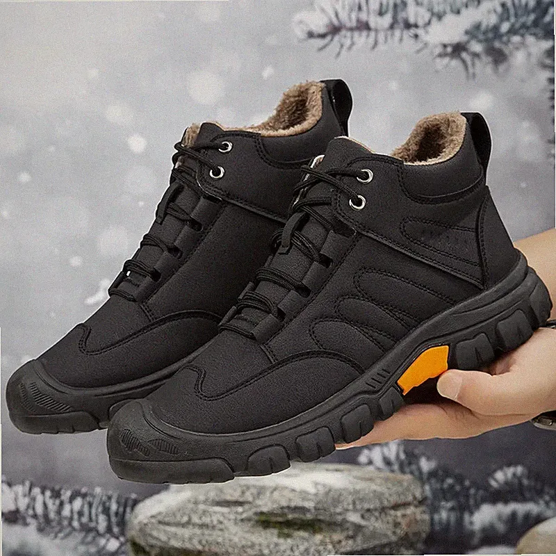Men's Fashion Casual Cotton Shoes Warm Snow Boots Outdoor Non Slip Hiking Boots