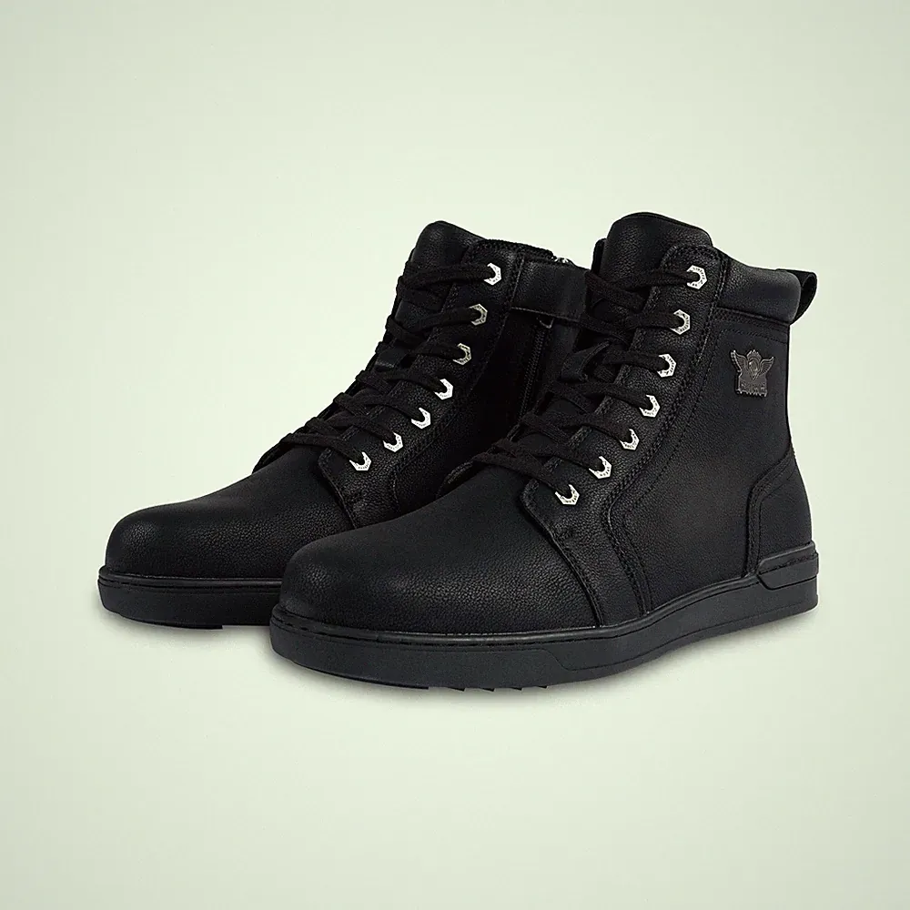 Premium Men's Motorcycle Boots PU Leather Combat Boots For Men with Lace-Up