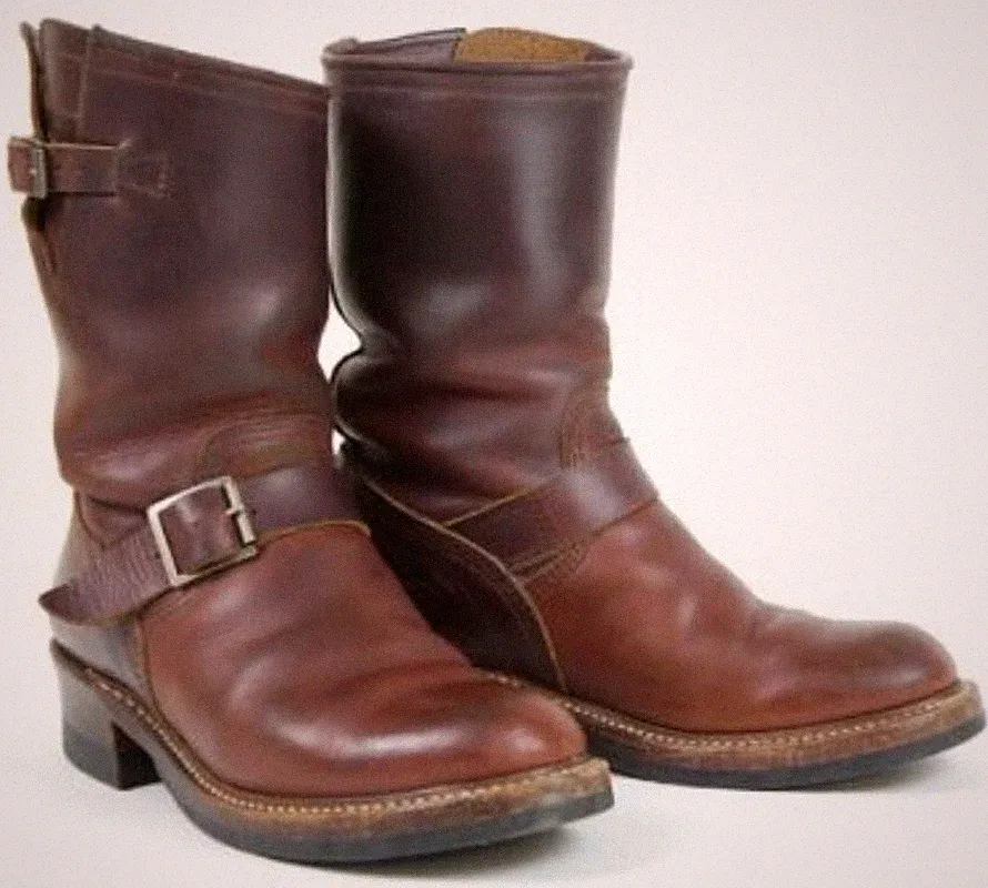 Men's Handmade Antique Brown Leather Boots – Motorcycle Custom Riding Shoes