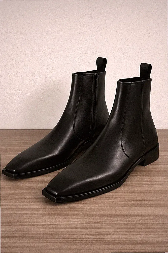 Men’s Handmade Black Leather Chelsea Boots Genuine Leather Formal Dress Boots