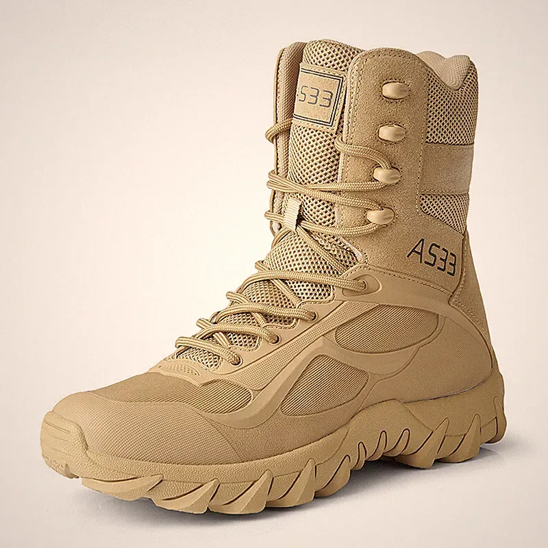 Men's High-Top Boots Desert Combat Boots Outdoor Non-slip Hiking Ankle Boots