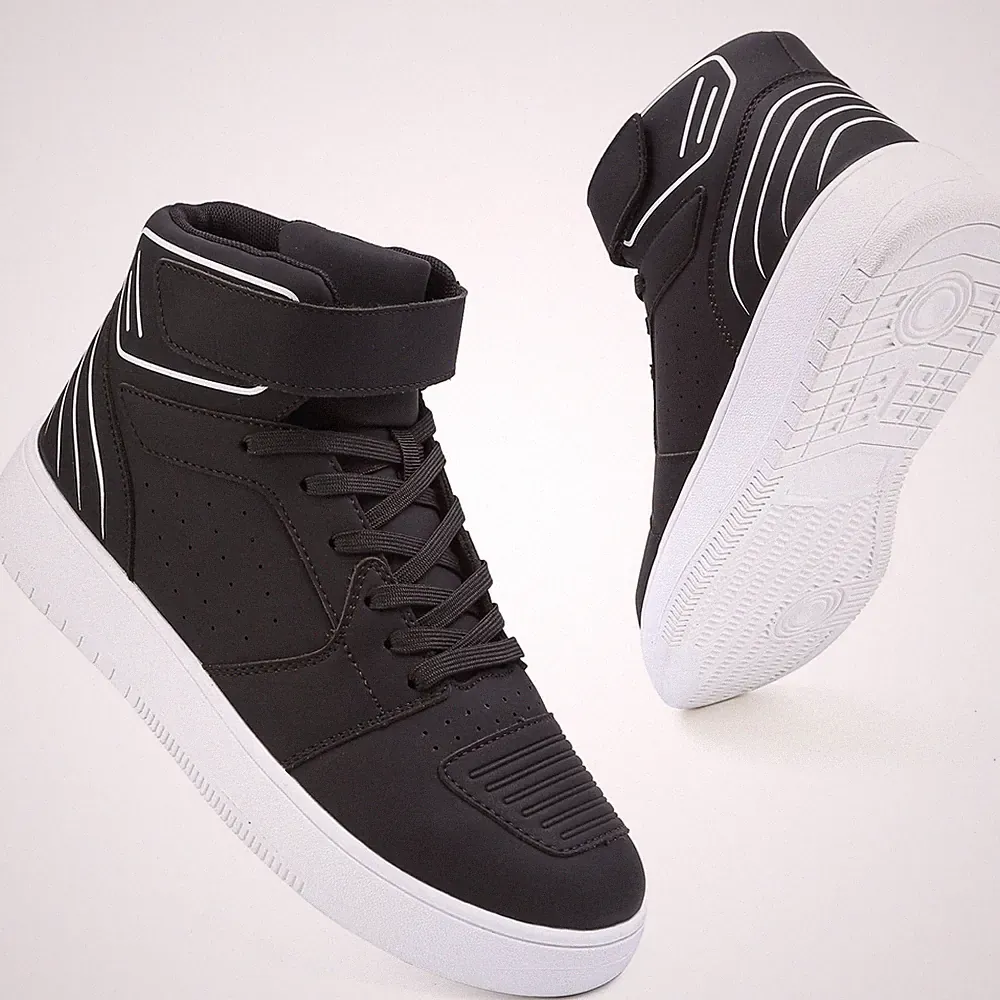 Men's High Top Motorcycle Boots Lace Up Riding Shoes with Ankle Strap