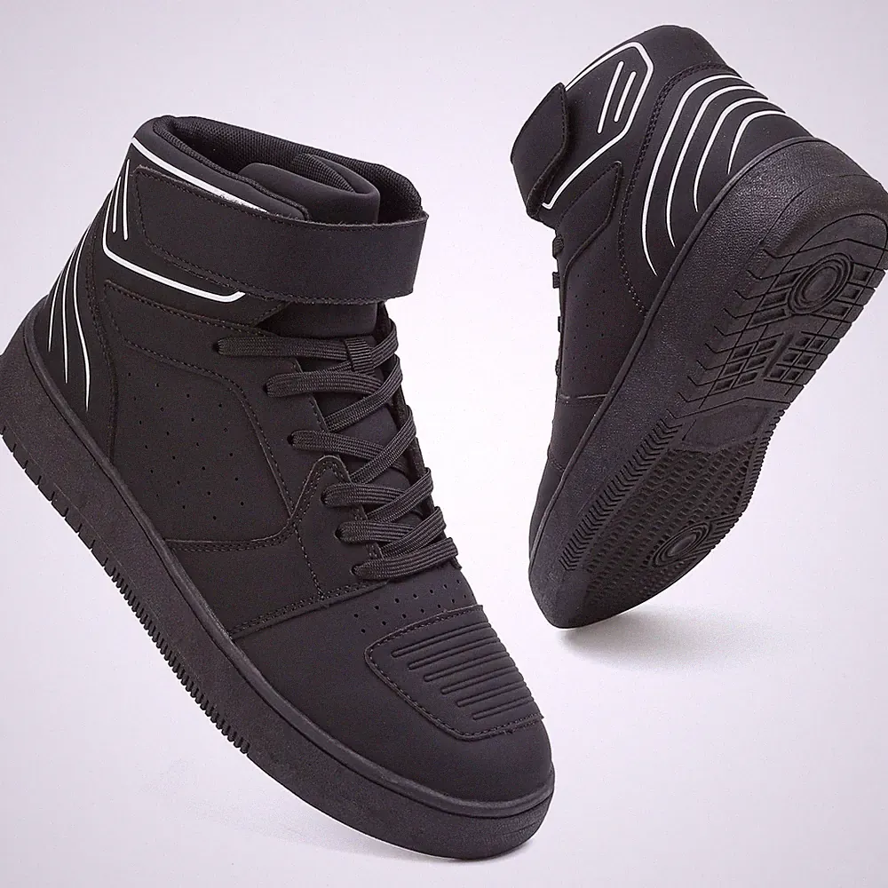 Men's High Top Motorcycle Boots with Ankle Strap | LaceUp Moto Sneakers