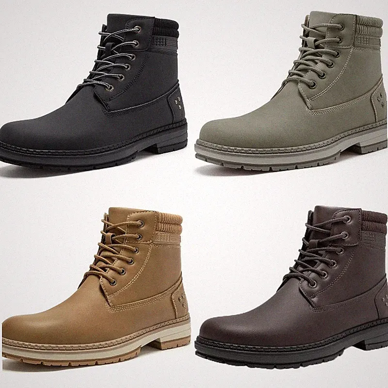 Men's Hiking Boots Casual Chukka Work Boots Lace up Low Heel Ankle Booties