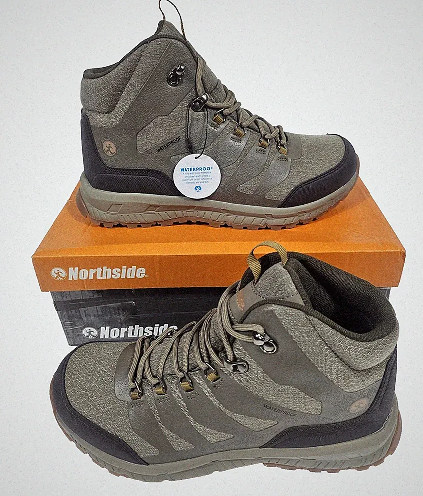 Men's Hiking Trail Boots Size 8.5 Northside Hargrove Waterproof Mid Brown Stone