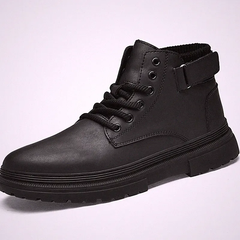 Men's Hiking Trekking Leather High Top Shoes Outdoor Walking Flats Ankle Boots