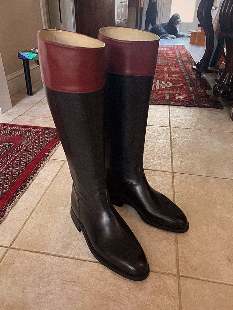 Men's Horseback Riding Boots, Leather Sole, Equestrian Boots, size 13