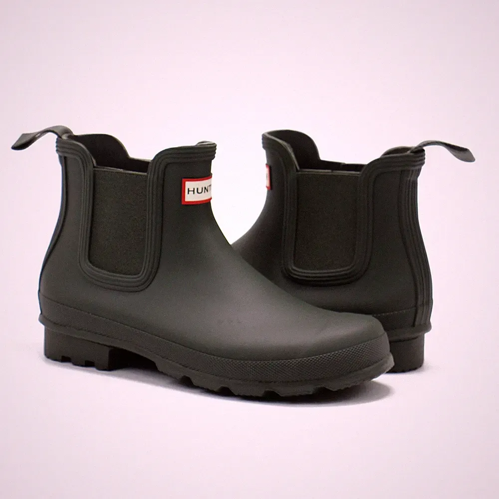 Men's Hunter Original Chelsea Short Rain Matte Boots, Black