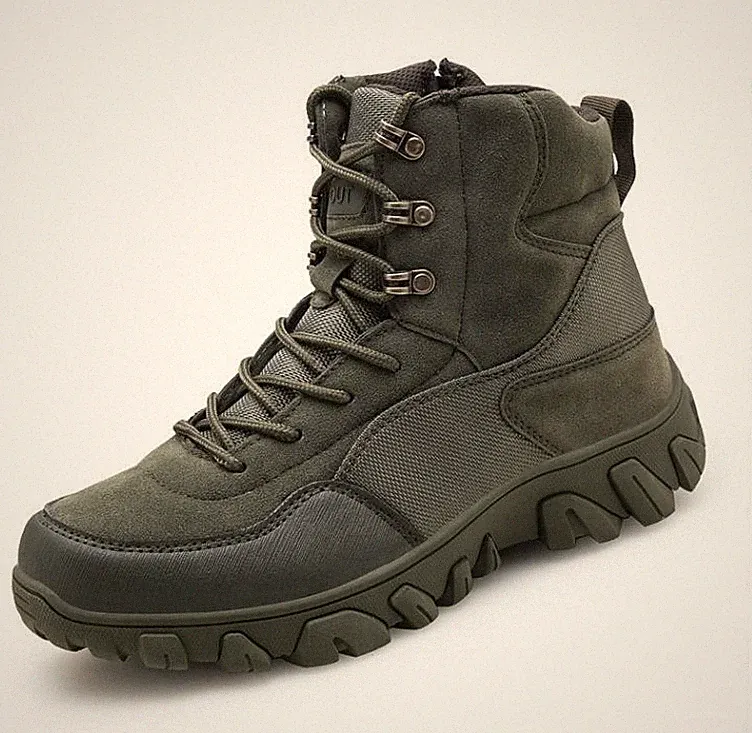 Men's Lace up Side Zipper Ankle Boots Outdoor Hiking Climbing Casual Cargo Shoes