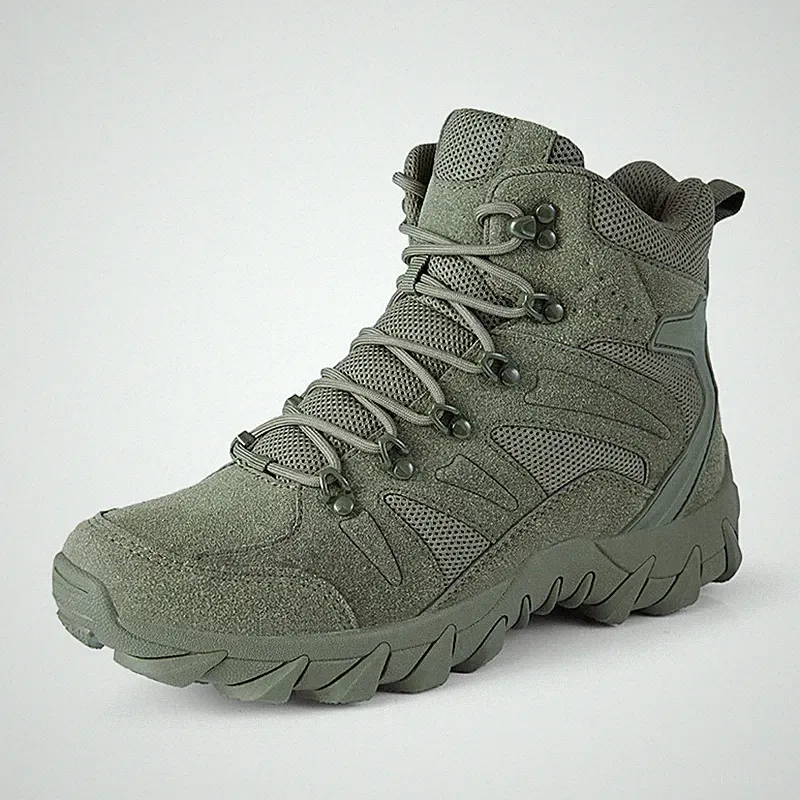 Men's Leather Ankle Boots Breathable Non-slip Hiking Shoes Fashion ZIP Sneakers